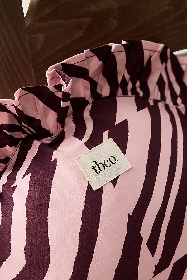 Patchwork Stripe Round Cushion - Pink, Cotton alternate view