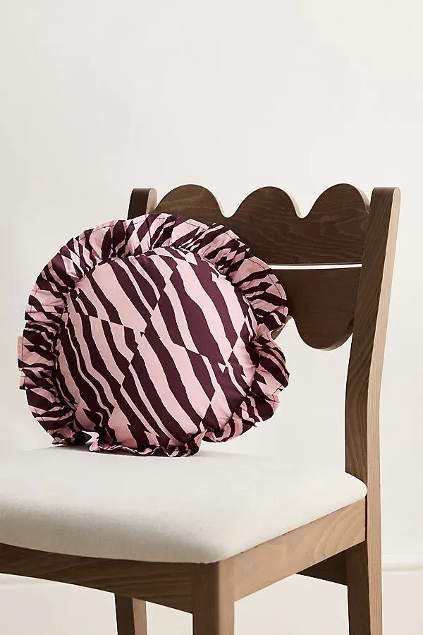 Patchwork Stripe Round Cushion - Pink, Cotton product