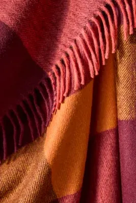 TBCo Ochre Check Throw Blanket - Orange, Wool/Polyester by Anthropologie, alternate view