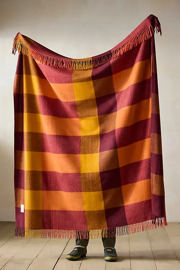 TBCo Ochre Check Throw Blanket - Orange, Wool/Polyester by Anthropologie
