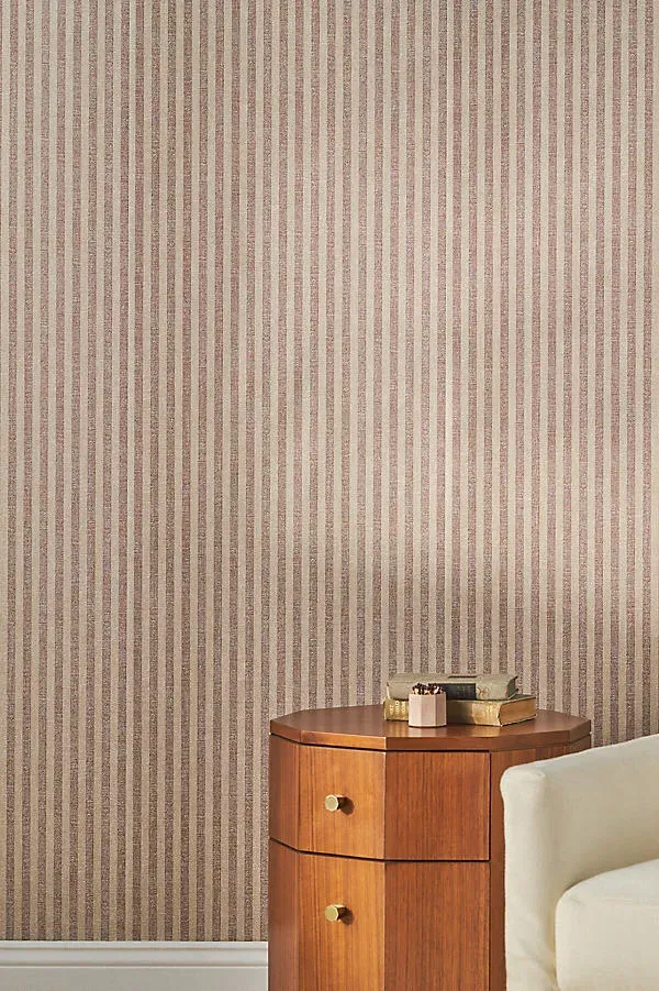 Jeremiah Brent Charles Street Stripe Peel-and-Stick Wallpaper - Neutral Beige by Anthropologie