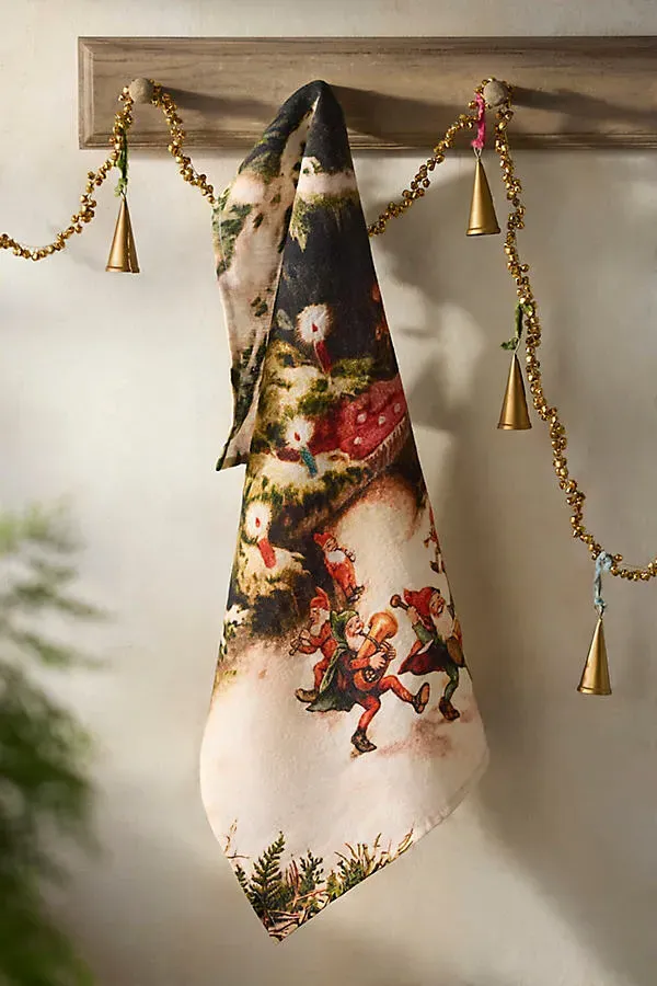 Terrain Christmas Gnomes Dish Towel - Linen by Anthropologie