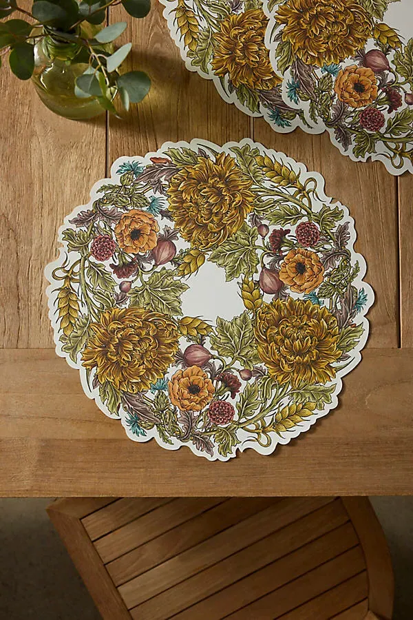 Acanthus Wreath Paper Placemats Set of 12 by Anthropologie