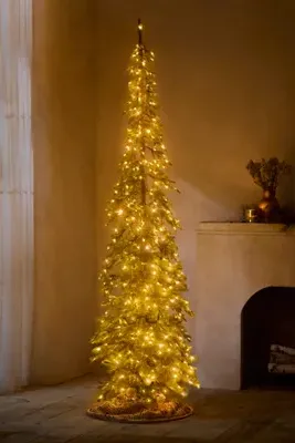 Alpine Fir Medium Artificial Pre-Lit Christmas Tree - Green by Anthropologie, alternate view
