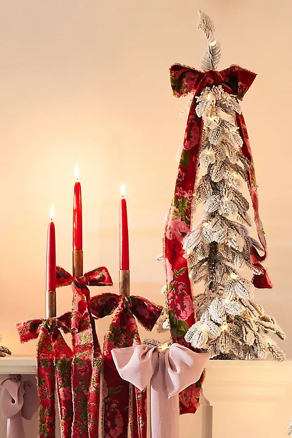 Alpine Large Flocked Pre-Lit Fir Tree - White, Artificial by Anthropologie