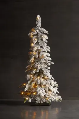 Alpine Small Flocked Pre-Lit Fir Tree - White, Artificial by Anthropologie, alternate view