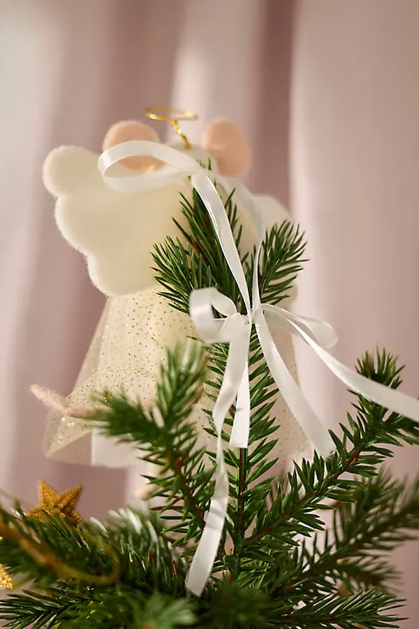 Angel Mouse Felt Critter Tree Topper - White, Wool by Anthropologie, alternate view