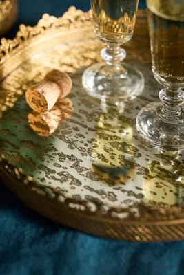 Antique Mirrored Tray - Gold, Brass product