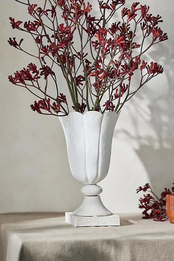 Antiqued Metal Urn Vase - White, Metal product