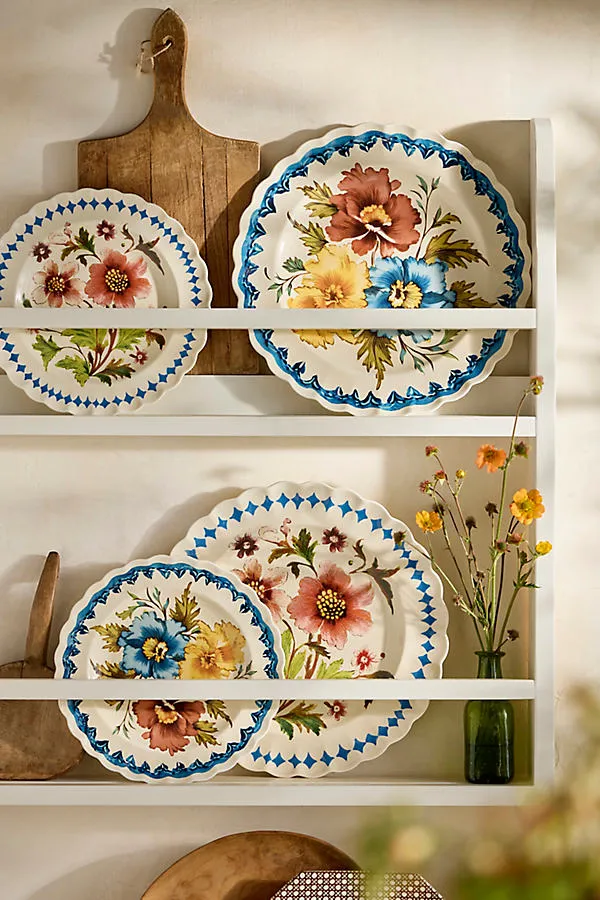 Autumnal Floral Stoneware Dinner Plate - Yellow by Anthropologie