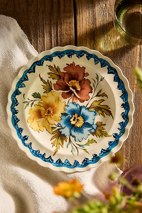 Autumnal Floral Stoneware Side Plate - Yellow by Anthropologie