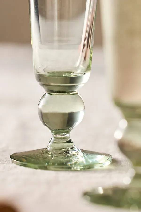Ball Footed Glass Flutes, Set of 2 - Recycled Glass by Anthropologie, image 2