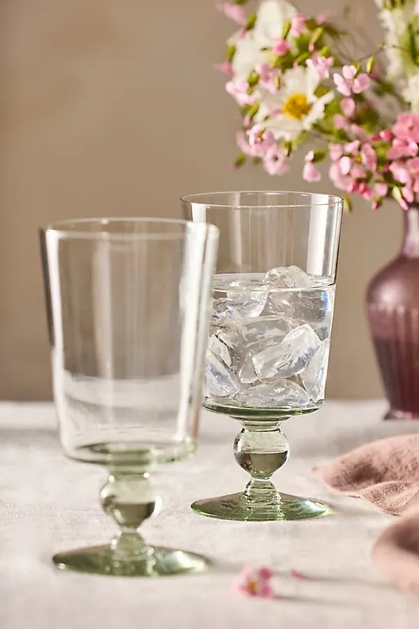 Ball Footed Water Glasses, Set of 2 - Recycled Glass by Anthropologie