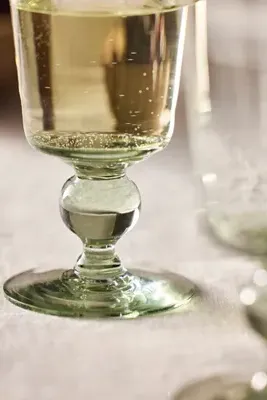 Ball Footed White Wine Glasses, Set of 2 - Recycled Glass by Anthropologie, alternate view