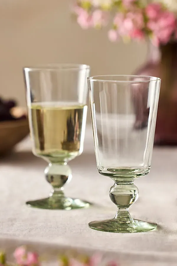 Ball Footed White Wine Glasses, Set of 2 - Recycled Glass by Anthropologie