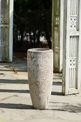 Barnacle Tall Slim Planter - White, Clay product