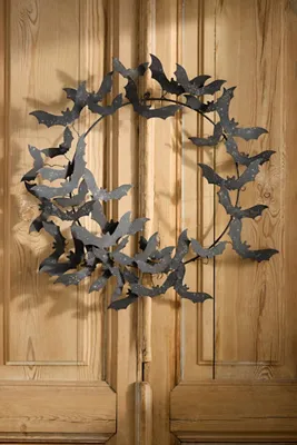 Bat Swarm Iron Wreath - Black by Anthropologie, alternate view