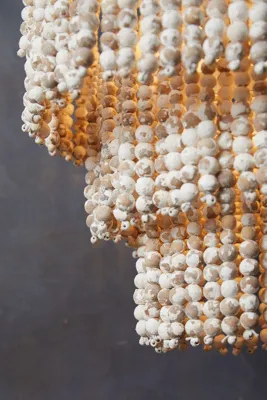 Beaded Chandelier - White, Wood & Iron product