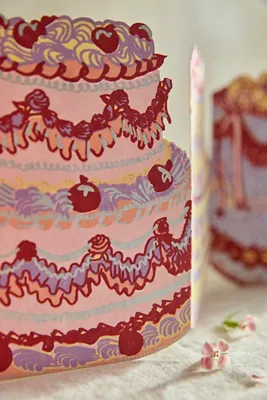 Birthday Cake Concertina Garland - Pink, Recycled Cotton Paper product