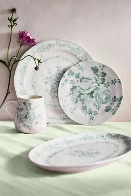 Blooming Transferware Mug - White, Glazed Stoneware product