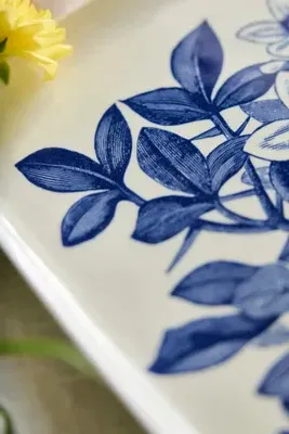 Blue Floral Small Stoneware Serving Platter - Blue product