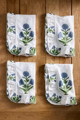 Blue Posy Cotton Napkins Set of 4 - Blue product