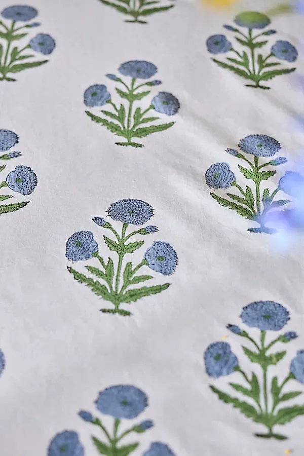 Blue Posy Round Tablecloth - Blue, Cotton product