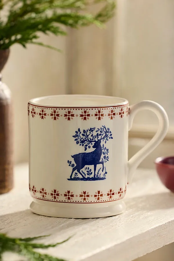 Blue Stag Stoneware Mug by Anthropologie