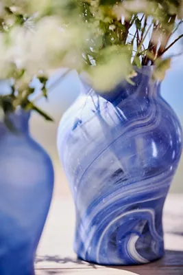 Blue Swirl Glass Vase - Small product