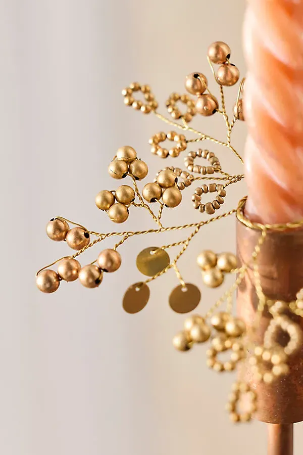 Botanical Beaded Candle Wreath - Gold, Acrylic by Anthropologie, alternate view