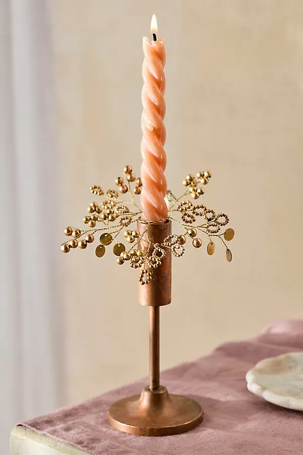 Botanical Beaded Candle Wreath - Gold, Acrylic by Anthropologie
