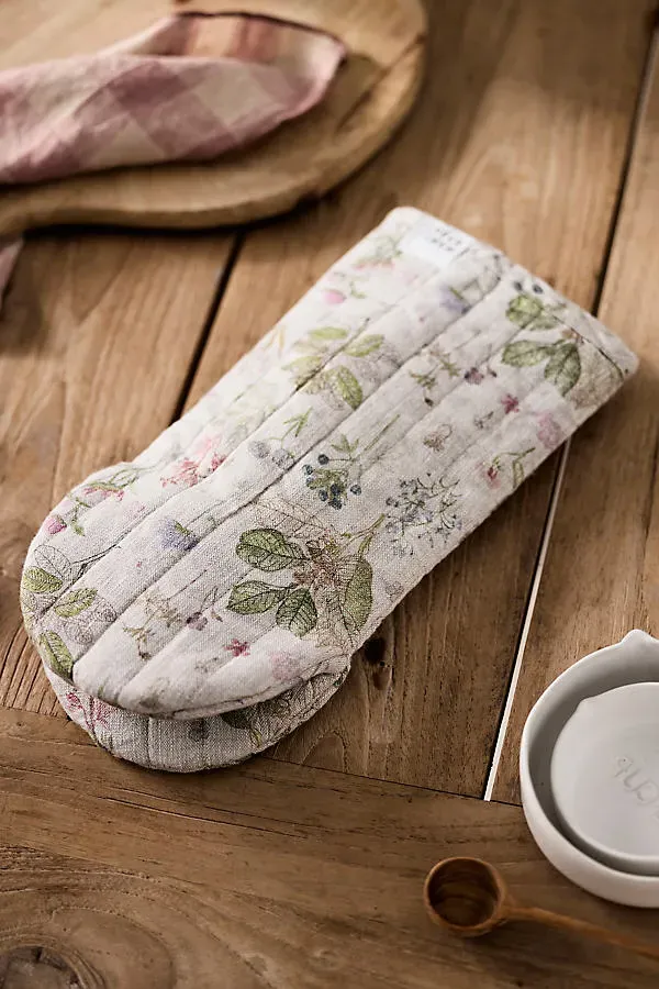Botanical Flax Linen Oven Mitt with Hanging Loop by Anthropologie
