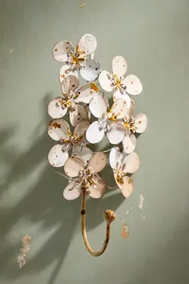 Botanical Iron Hook - White by Anthropologie, alternate view