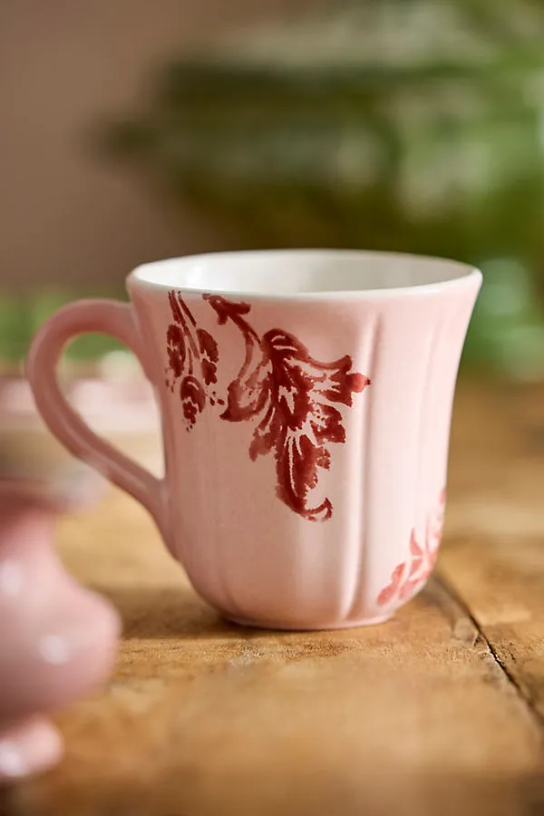 Botanical Silhouette Glazed Earthenware Mug - Pink by Anthropologie
