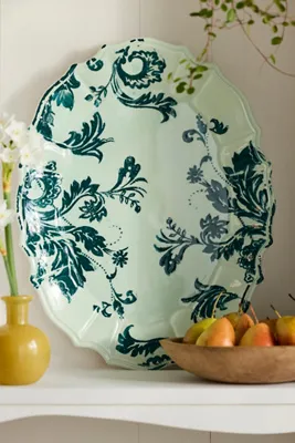 Botanical Silhouette Oval Serving Platter - Green, Earthenware product