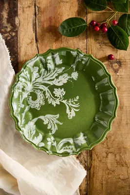 Botanical Silhouette Side Plate - Green, Glazed Earthenware by Anthropologie, alternate view