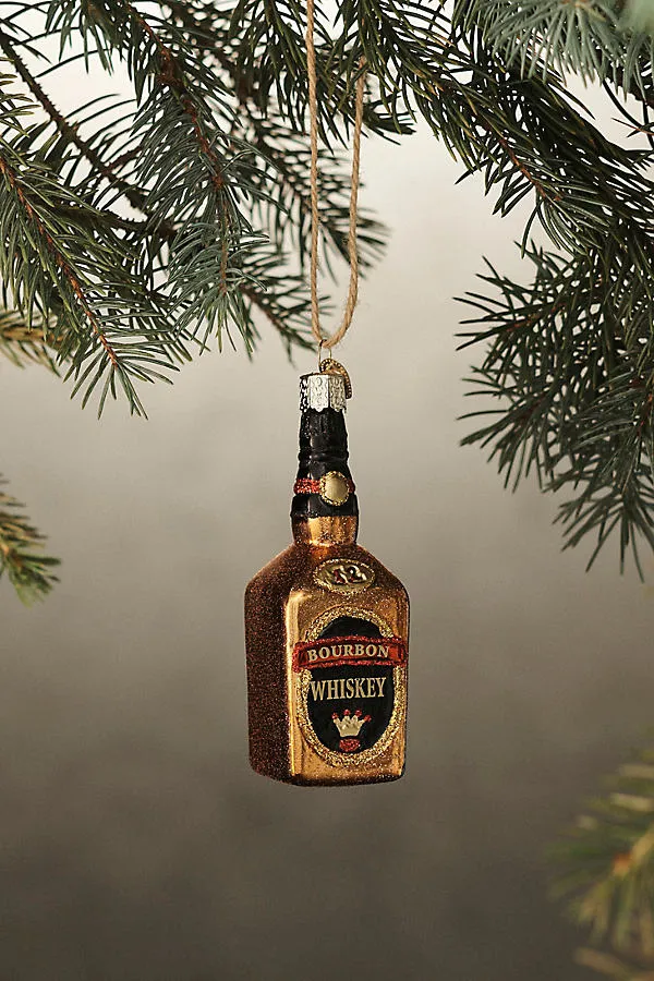 Bourbon Bottle Glass Ornament - Hand-Painted by Anthropologie