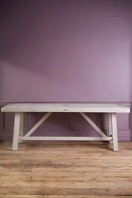 Braced Leg Teak Dining Table - Grey, Solid Teak product