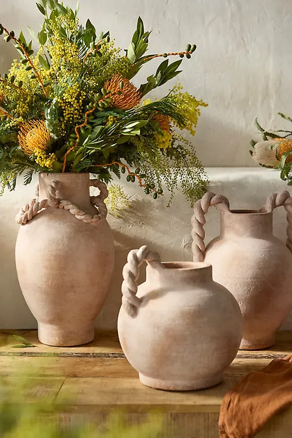 Braided Handle Vase Medium - Brown, Terracotta by Anthropologie