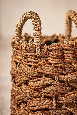 Braided Woven Handled Planter - Beige product