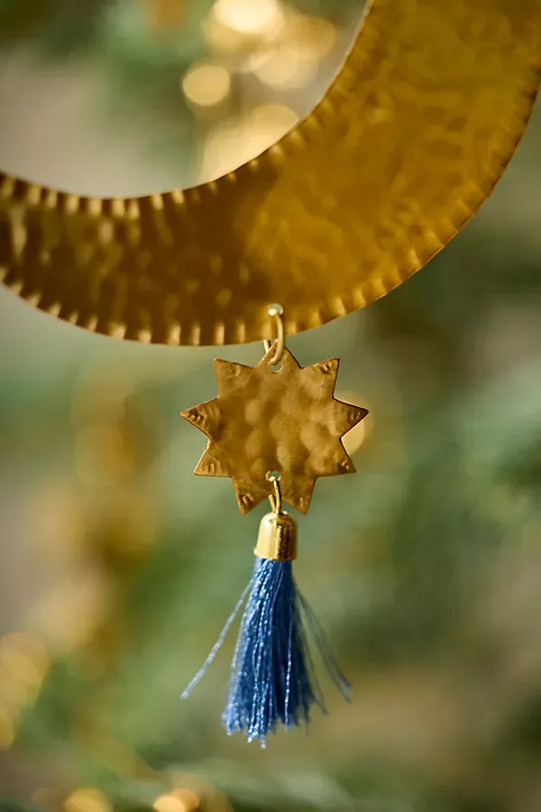 Brass + Cotton Tassel Ornament - Blue by Anthropologie, image 2