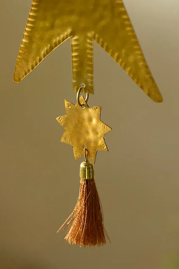 Brass + Cotton Tassel Ornament - Orange by Anthropologie, image 2