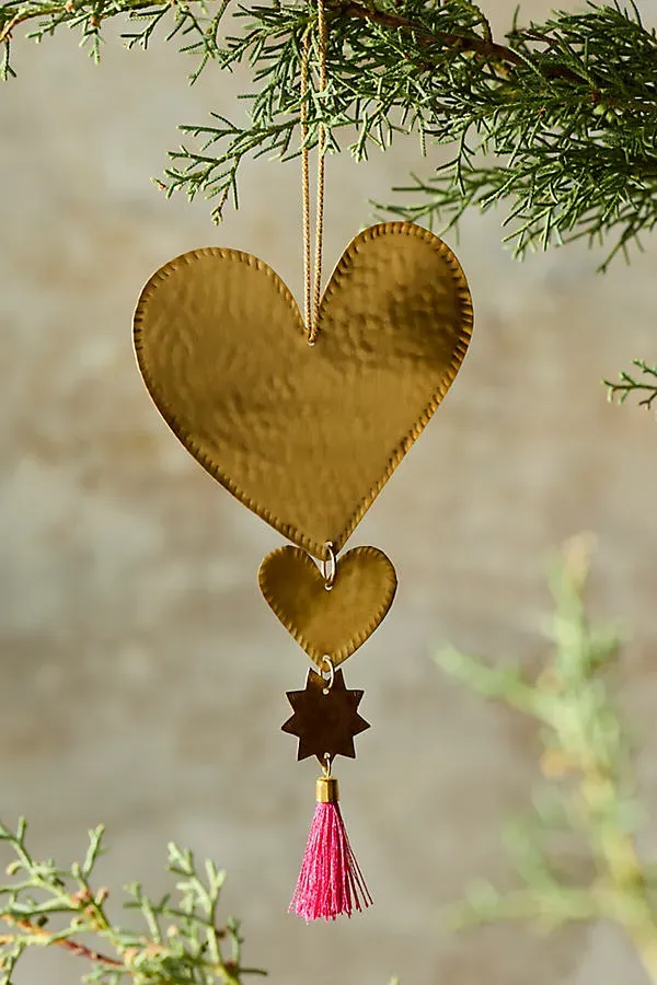 Brass + Cotton Tassel Ornament - Pink by Anthropologie