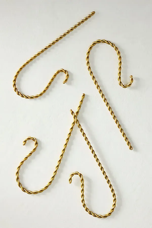 Brass Twist Stocking Hooks Set of 4 - Gold, Brass by Anthropologie, alternate view