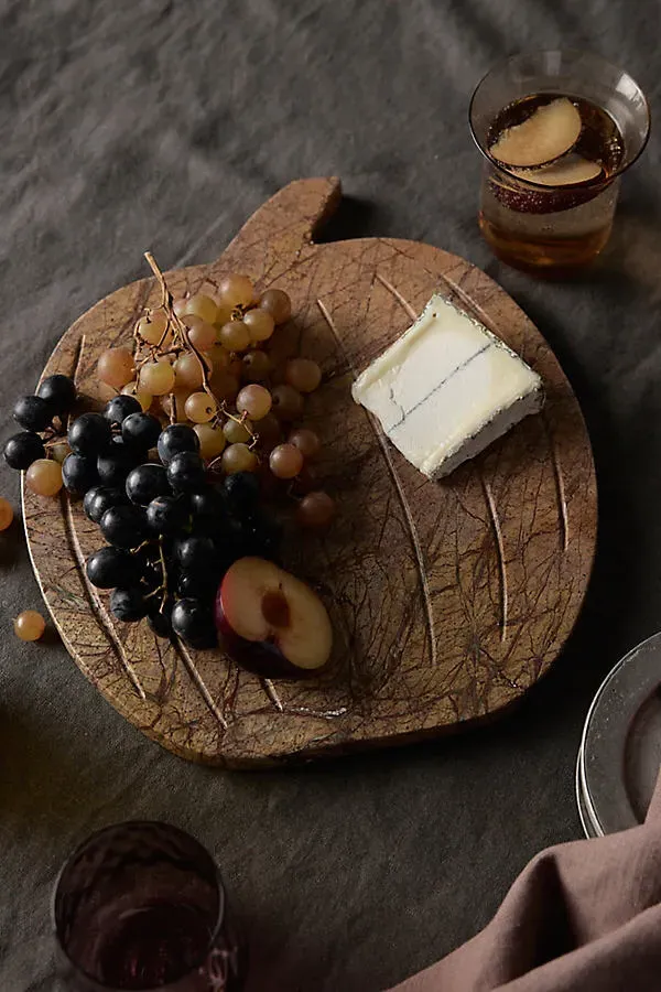 Brown Forest Marble Pumpkin Serving Board by Anthropologie