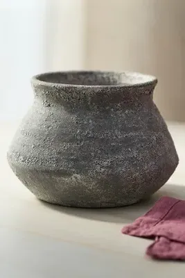 Buckled Jar Stoneware Planter - Blue by Anthropologie, alternate view