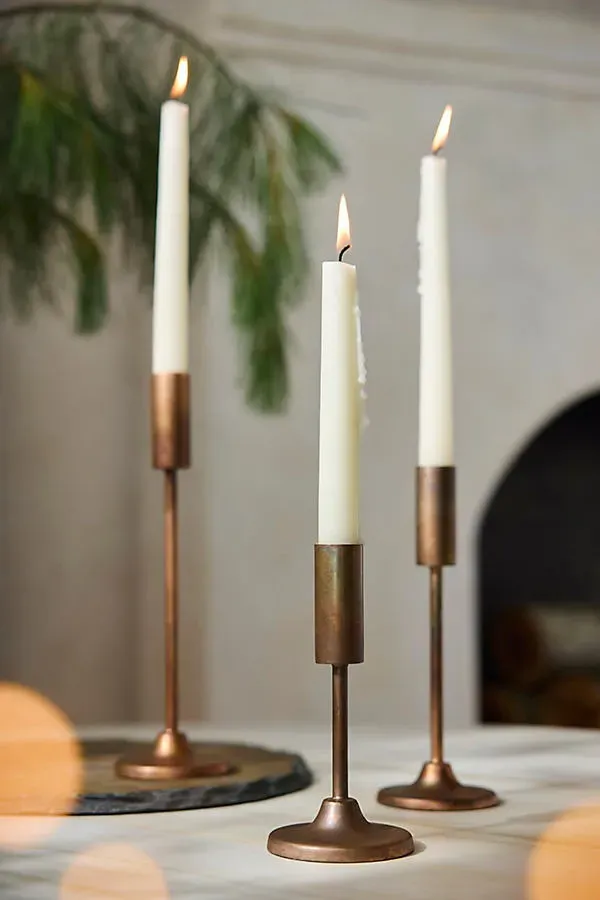 Burnished Copper Large Taper Holder - Copper by Anthropologie
