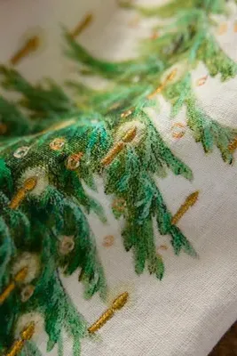 Candlelit Christmas Tree Dish Towel - Linen by Anthropologie, alternate view