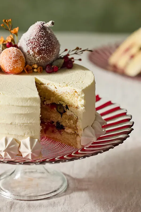 Candy Cane Glass Cake Stand by Anthropologie