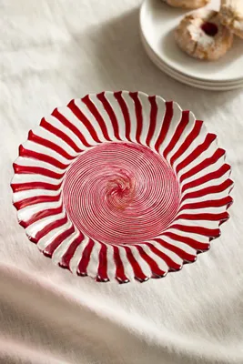 Candy Cane Glass Dessert Stand by Anthropologie, alternate view
